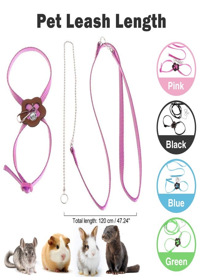 HOKABLE 2 Pack Adjustable Hamster Leash Harness for Harness for Ferret Baby Rabbit Hamster Rat Mouse Leash Lead with Bell (Pink - Image 3